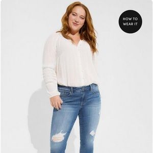 Washable Gauze Lace Inset Top Torrid size 4